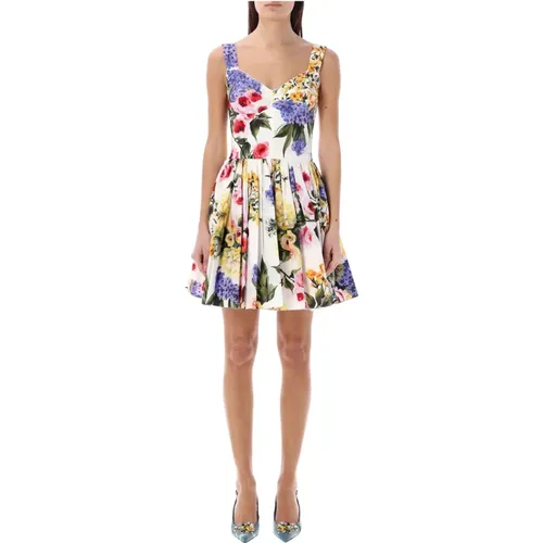 Giardino Print Mini Dress , female, Sizes: S - Dolce & Gabbana - Modalova
