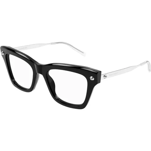 Stylische Brille Am0484O Schwarz , Damen, Größe: 50 MM - alexander mcqueen - Modalova