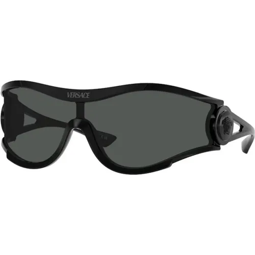 Frame Dark Grey Lenses Sunglasses , unisex, Sizes: 42 MM - Versace - Modalova