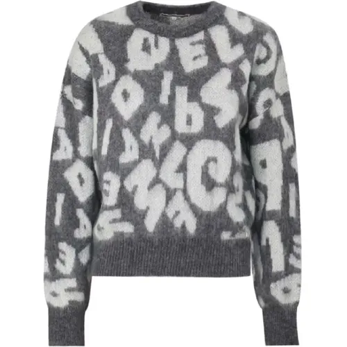 Grey Letter Print Long Sleeve Sweater , female, Sizes: XS, L - Kocca - Modalova