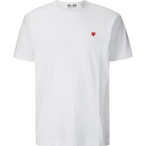 Cotton T-Shirt with Mini Heart , male, Sizes: L, XL, 2XL - Comme des Garçons Play - Modalova