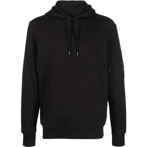 Schwarzer Diagonal Raised Fleece Hoodie , Herren, Größe: M - C.P. Company - Modalova