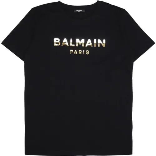 Schwarzes Baumwoll-Rundhals-T-Shirt - Balmain - Modalova