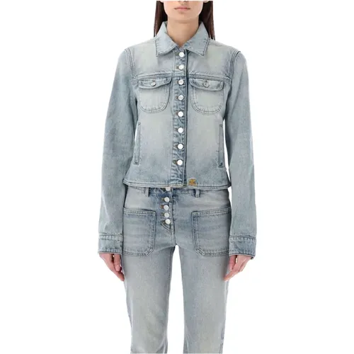 Hellblaue Denim Trucker Jacke , Damen, Größe: S - Courrèges - Modalova