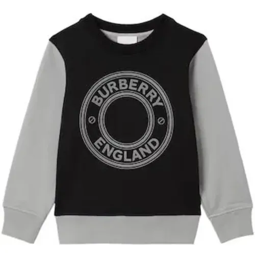 Schwarzer und grauer Logo-Sweatshirt für Kinder - Burberry - Modalova