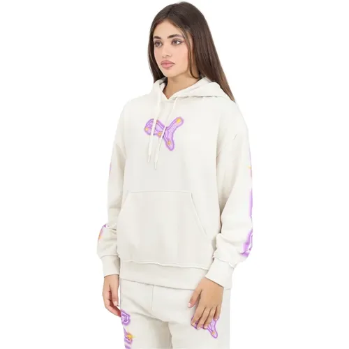 Casual Sparkle Hoodie mit Neon-Logo - Puma - Modalova