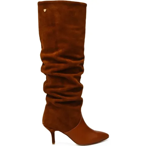 Brauner Stiletto-Absatz Stiefel mit spitzer Zehenpartie , Damen, Größe: 41 EU - Fabienne Chapot - Modalova