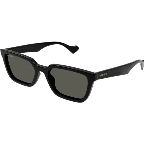 Schwarze/Graue Sonnenbrille , Herren, Größe: 55 MM - Gucci - Modalova