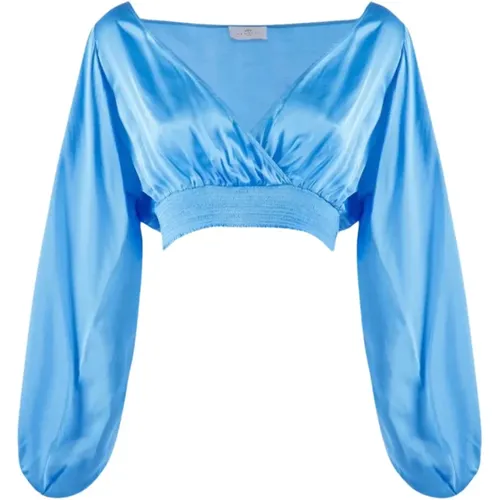 Long Sleeved Satin Blouse 37Bb-Frost - , female, Sizes: S, XS, 2XS, M - Nenette - Modalova