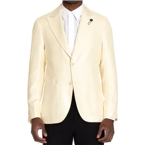 Cream Jacket Two Buttons Lancia Revers , male, Sizes: 2XL, L, M - Lardini - Modalova