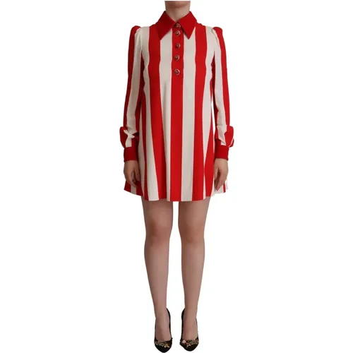 Short Dresses,Weiß Rot Gestreiftes Mini Hemdkleid - Dolce & Gabbana - Modalova