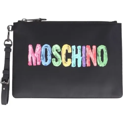 Schwarze Logo Pochette Tasche - Moschino - Modalova