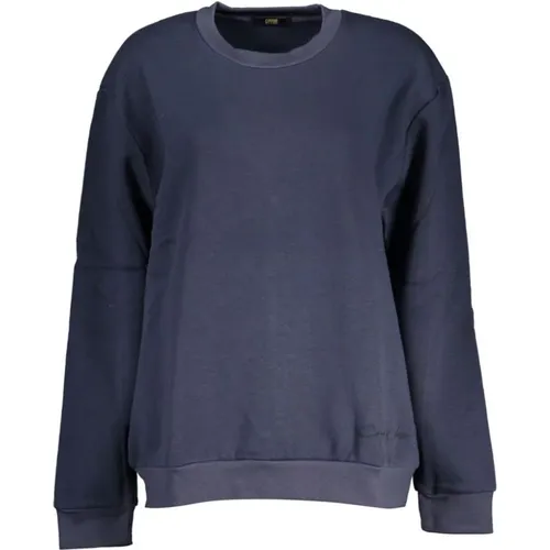 Blau Bestickter Fleece-Sweatshirt , Damen, Größe: M - Cavalli Class - Modalova