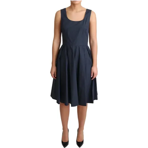 Blau-Weiße Polka Dot A-Linie Kleid , Damen, Größe: S - Dolce & Gabbana - Modalova