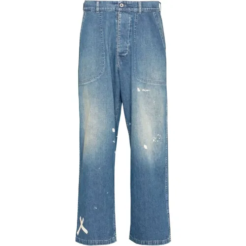 Denim Paint Splatter Wide Leg Jeans , female, Sizes: W28, W26, W27 - Maison Margiela - Modalova