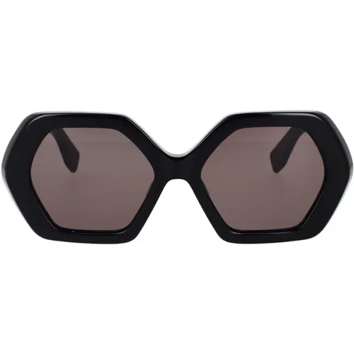 Hexagonal Sunglasses with Bold Frame and Light Grey Lenses , female, Sizes: 55 MM - Ambush - Modalova
