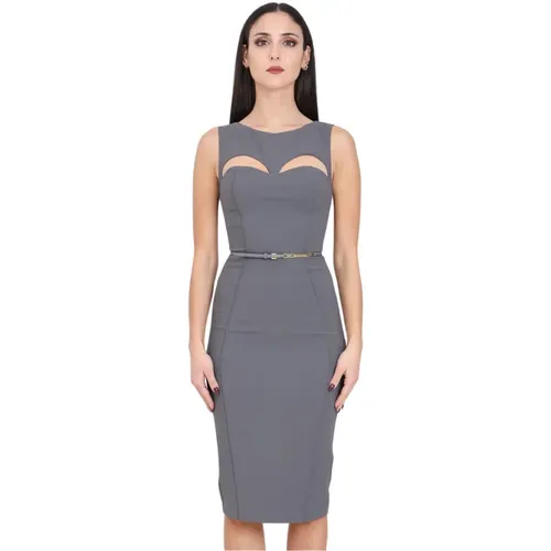 Graues Midi Kleid mit Cut Out , Damen, Größe: XL - Elisabetta Franchi - Modalova