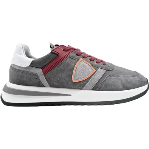 Low Top Cordura Sneakers Anthracite , male, Sizes: 10 UK, 8 UK, 7 UK, 9 UK - Philippe Model - Modalova