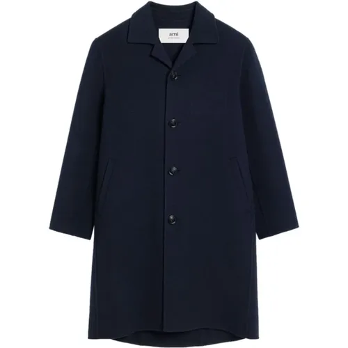 Navy Wool Coat , male, Sizes: S, M, L - Ami Paris - Modalova