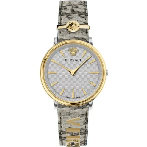 V Circle Grey-Gold Women's Watch , female, Sizes: ONE SIZE - Versace - Modalova