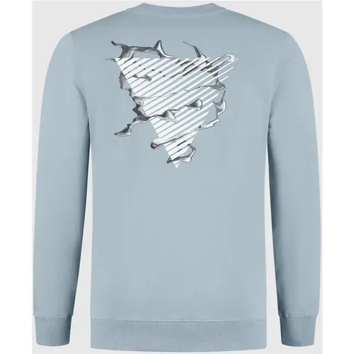 Metal Logo Pullover Hellblau Herren , Herren, Größe: L - Pure Path - Modalova