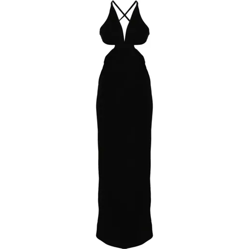 Schwarzes Rückenfreies Jersey Crepe Kleid - Saint Laurent - Modalova