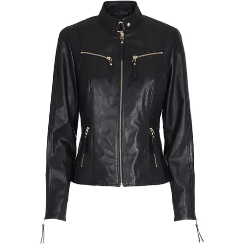 Bikerjacke 10245 Schwarz W. Gold Acc. , Damen, Größe: 2XL - BTFCPH - Modalova