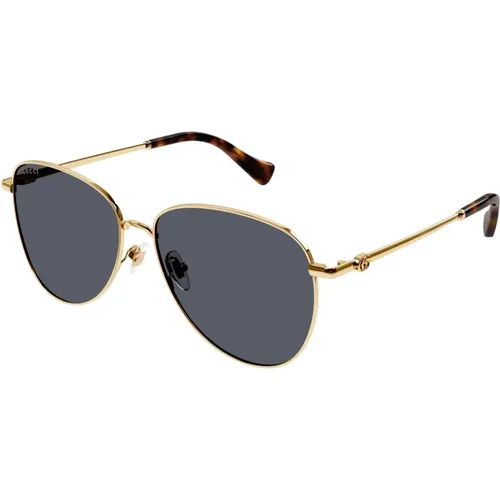 Havana Gold/Grey Sonnenbrille , Damen, Größe: 60 MM - Gucci - Modalova