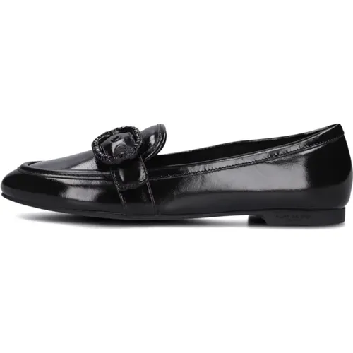 Schwarze Lederloafer mit Strass-Schnalle , Damen, Größe: 39 EU - Kurt Geiger - Modalova