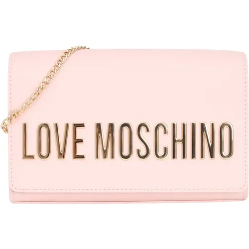 Rosa Schultertasche mit Metall-Logo - Love Moschino - Modalova