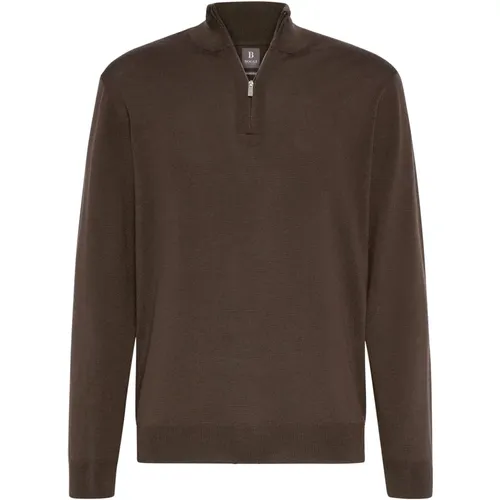 Merino Wool Half Zip Jumper , Herren, Größe: 2XL - Boggi Milano - Modalova