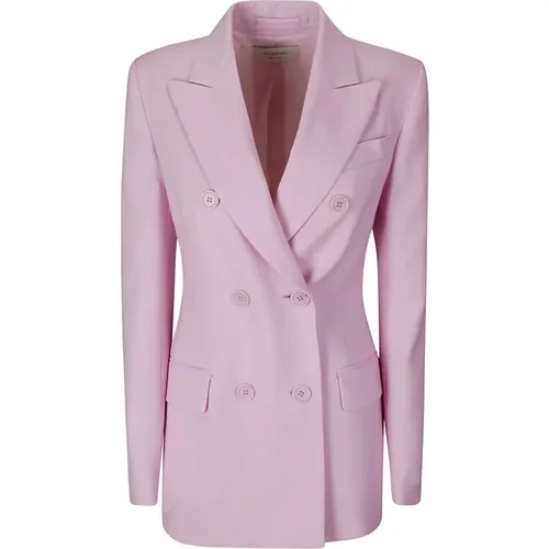 Rosa Doppelreihige Jacke mit Kontrastierenden Knöpfen , Damen, Größe: 2XS - SPORTMAX - Modalova