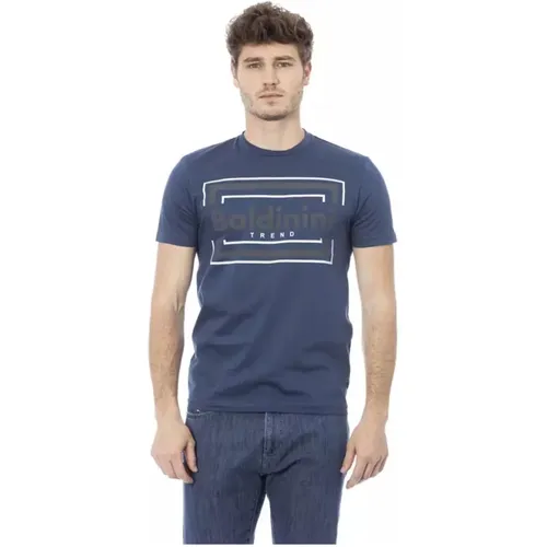 Herren Blaues Bedrucktes Baumwoll-T-Shirt - Baldinini - Modalova