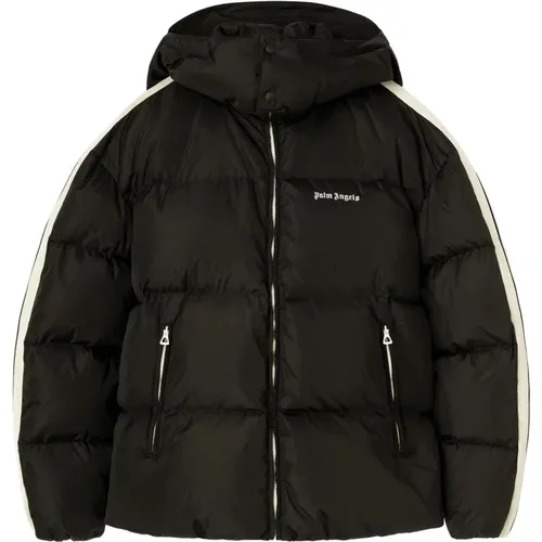 Hooded Down Jacket with Zipper , male, Sizes: M, S, L - Palm Angels - Modalova