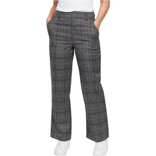 Checkered Wide Waistband Trousers , female, Sizes: L - 2-Biz - Modalova