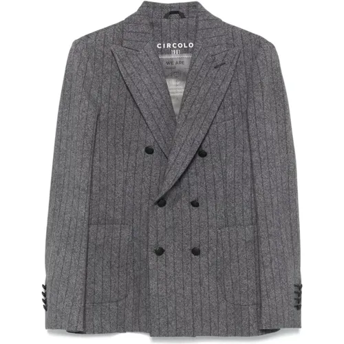 Grey Fleece Diagonal Stripe Jacket , male, Sizes: 3XL, L, M, 2XL, XL - Circolo 1901 - Modalova