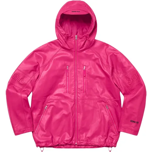 Limitierte Auflage Gore-Tex Lederjacke Magenta - Supreme - Modalova