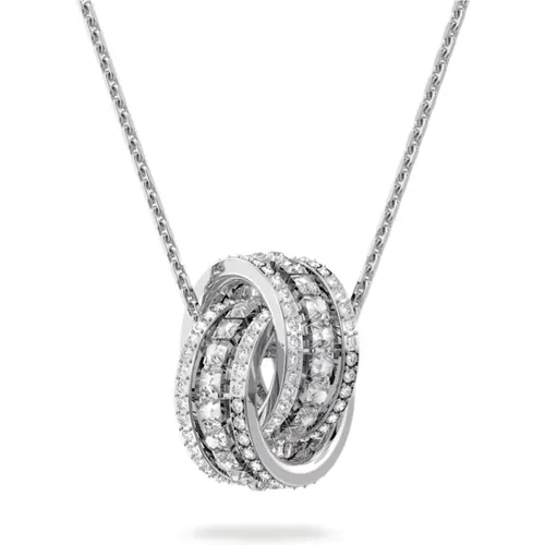 White Crystal Pendant Intertwined Rings , female, Sizes: ONE SIZE - Swarovski - Modalova