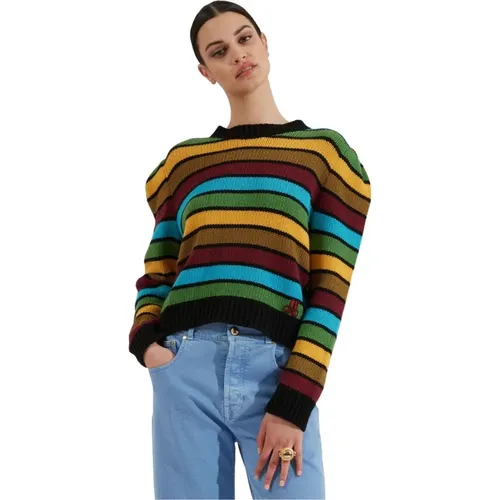 Luxuriöser Regenbogenstreifen Pullover , Damen, Größe: XL - La DoubleJ - Modalova