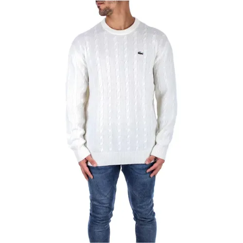 Cremefarbene Pullover für Männer , Herren, Größe: L - Lacoste - Modalova