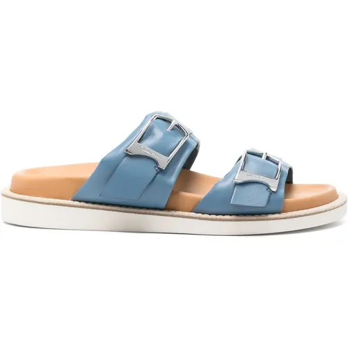 Leather Casual Open Flat Sandals , female, Sizes: 4 1/2 UK, 4 UK, 3 UK, 6 UK, 5 UK, 7 UK - Santoni - Modalova