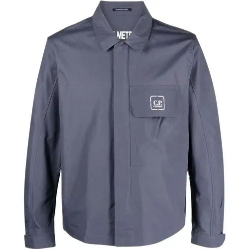 Graues Wasserdichtes Canvas-Overshirt , Herren, Größe: L - C.P. Company - Modalova