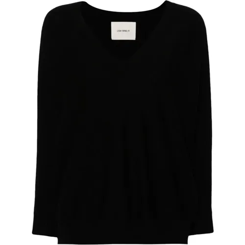 Schwarzer Cashmere V-Ausschnitt Pullover , Damen, Größe: M - Lisa Yang - Modalova