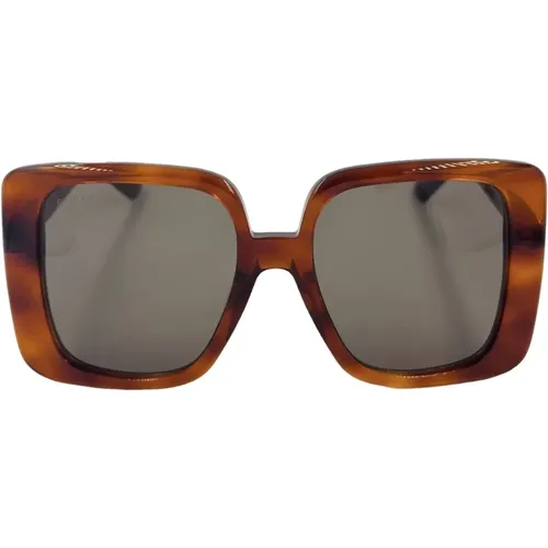 Square Havana Acetate Sunglasses , female, Sizes: ONE SIZE - Gucci - Modalova