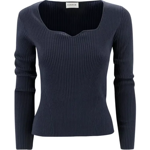 Ribbed Knit Sweater Square Neckline , female, Sizes: M, S - P.a.r.o.s.h. - Modalova