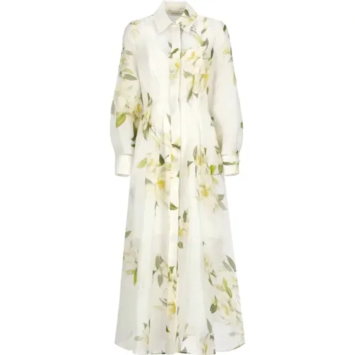 Weiße Leinen Seiden Midi Kleid Magnolia - Zimmermann - Modalova