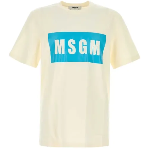 Weiches Baumwoll-T-Shirt in Creme - MSGM - Modalova