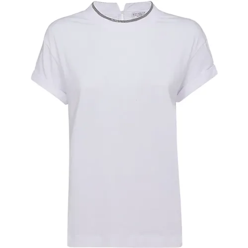 Weiße leichte und natürliche T-Shirts und Polos , Damen, Größe: L - BRUNELLO CUCINELLI - Modalova