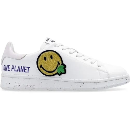Weiße Ledersneakers mit Smiley-Patch - Dsquared2 - Modalova