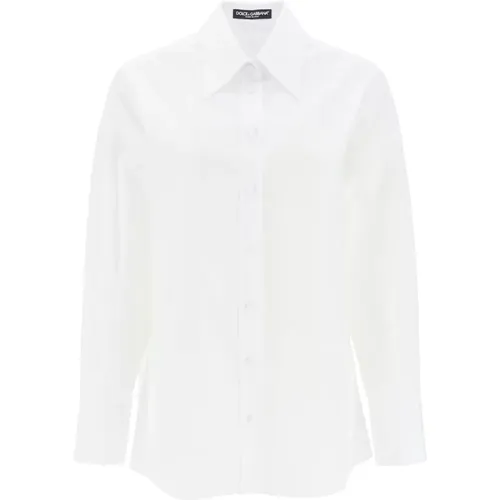 Maxi Shirt with Satin Buttons , female, Sizes: S - Dolce & Gabbana - Modalova